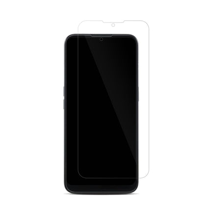 Doro8100 mit aufgebrachter dipos Displayschutzfolie, glasklare Darstellung ohne Einschränkungen