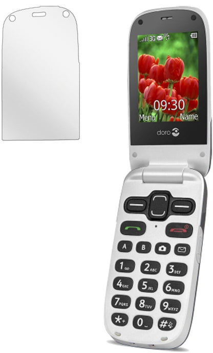 DoroSecure 628 mit aufgebrachter dipos Displayschutzfolie, glasklare Darstellung ohne Einschränkungen