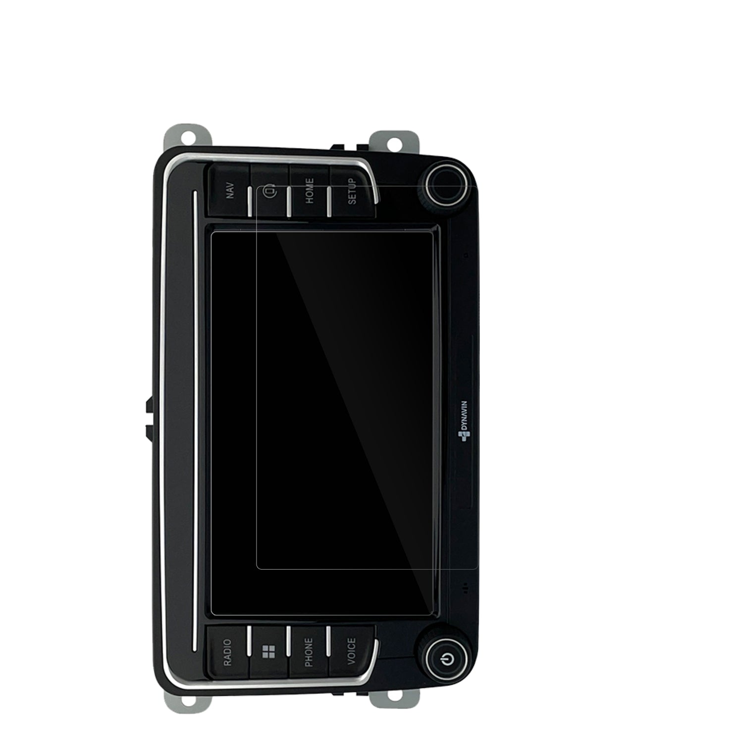 DynavinMMI-7587A v7 mit aufgebrachter dipos Displayschutzfolie, glasklare Darstellung ohne Einschränkungen