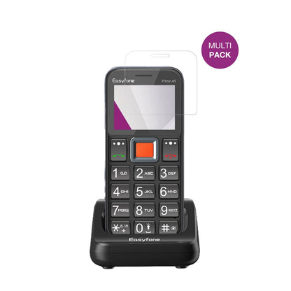 EasyfonePrime T5 mit aufgebrachter dipos Displayschutzfolie, glasklare Darstellung ohne Einschränkungen