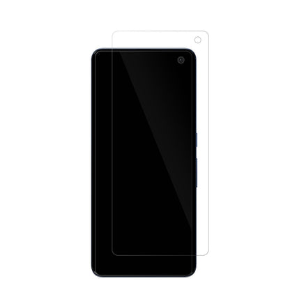 FujitsuArrows 5G F-51A mit aufgebrachter dipos Displayschutzfolie, glasklare Darstellung ohne Einschränkungen