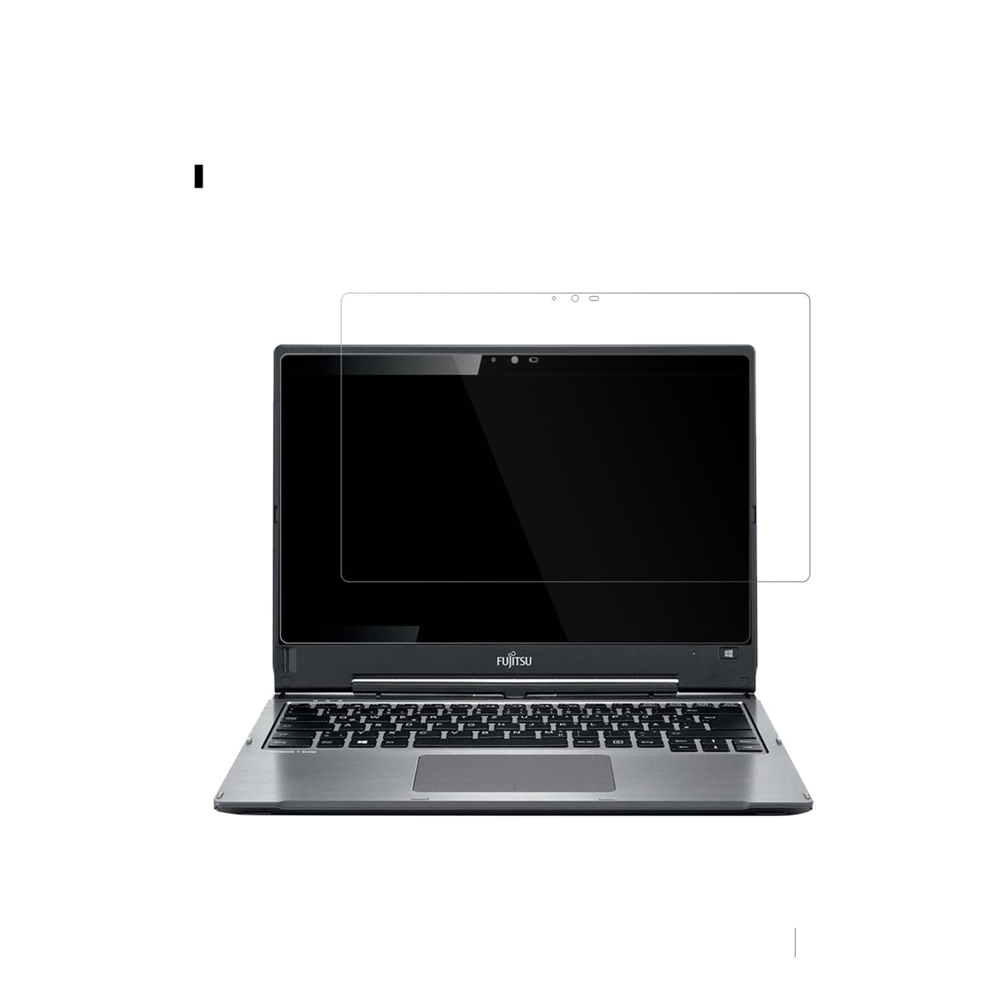 FujitsuLifebook T936 mit aufgebrachter dipos Displayschutzfolie, glasklare Darstellung ohne Einschränkungen