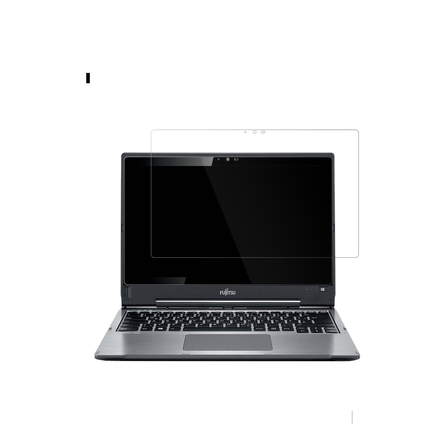 FujitsuLifebook T936 mit aufgebrachter dipos Displayschutzfolie, glasklare Darstellung ohne Einschränkungen