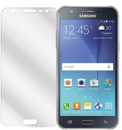 Galaxy J5Samsung mit aufgebrachter dipos Displayschutzfolie, glasklare Darstellung ohne Einschränkungen