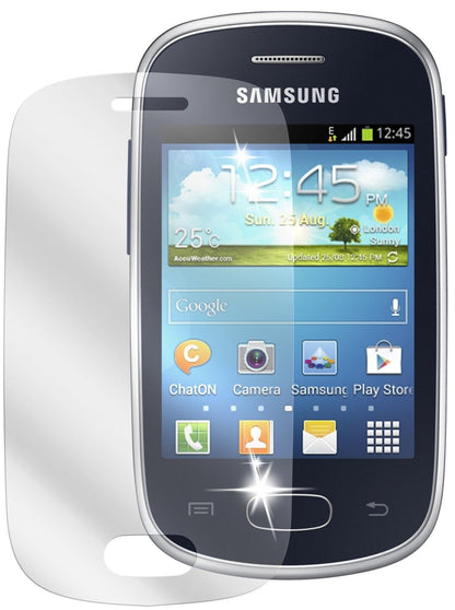 Galaxy Star S5280Samsung mit aufgebrachter dipos Displayschutzfolie, glasklare Darstellung ohne Einschränkungen