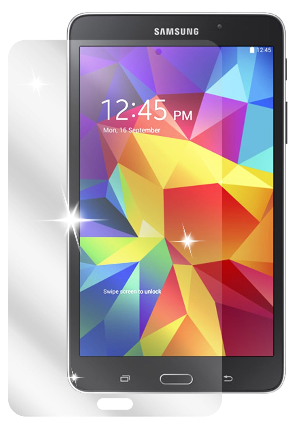 Galaxy Tab 4 7.0Samsung mit aufgebrachter dipos Displayschutzfolie, glasklare Darstellung ohne Einschränkungen