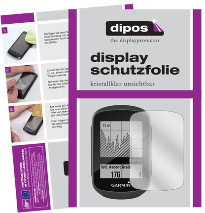 GarminEdge 130 mit aufgebrachter dipos Displayschutzfolie, glasklare Darstellung ohne Einschränkungen