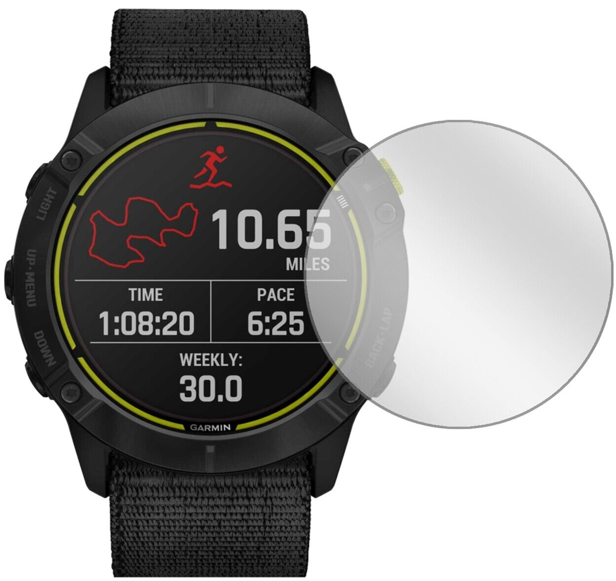 GarminEnduro Smartwatch mit aufgebrachter dipos Displayschutzfolie, glasklare Darstellung ohne Einschränkungen