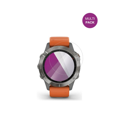 GarminFenix 6 mit aufgebrachter dipos Displayschutzfolie, glasklare Darstellung ohne Einschränkungen