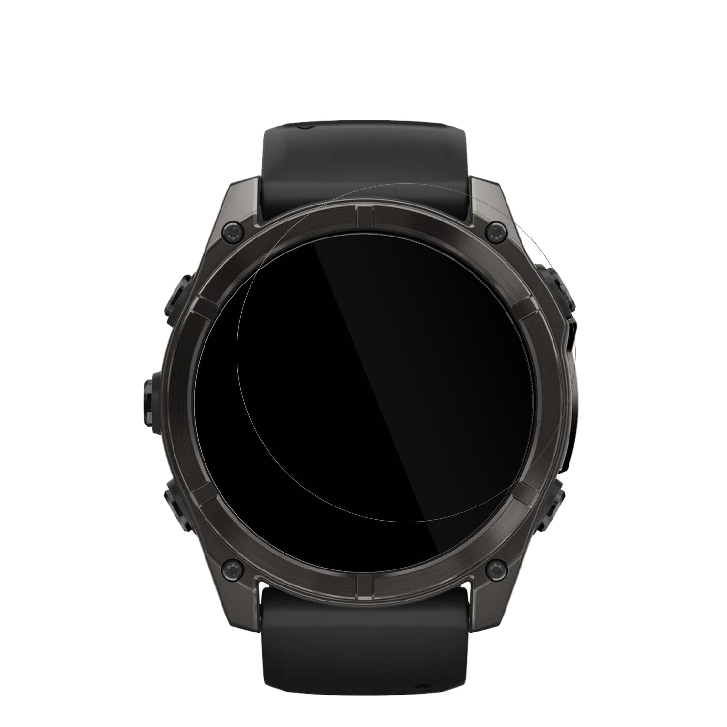 GarminFenix 7x Pro 42mm mit aufgebrachter dipos Displayschutzfolie, glasklare Darstellung ohne Einschränkungen