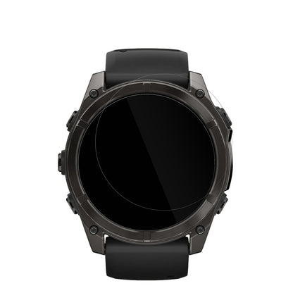 GarminFenix 7x Pro 42mm mit aufgebrachter dipos Displayschutzfolie, glasklare Darstellung ohne Einschränkungen