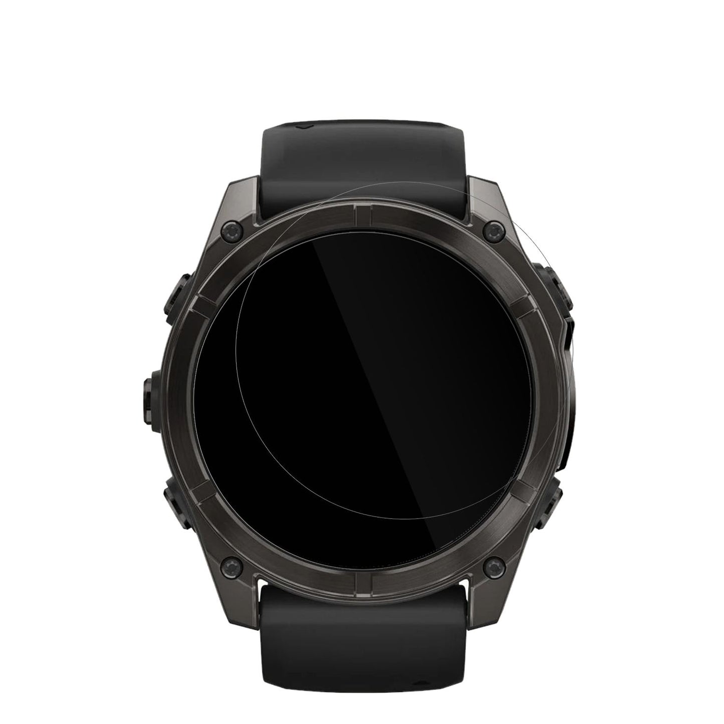 GarminFenix 8 43mm mit aufgebrachter dipos Displayschutzfolie, glasklare Darstellung ohne Einschränkungen