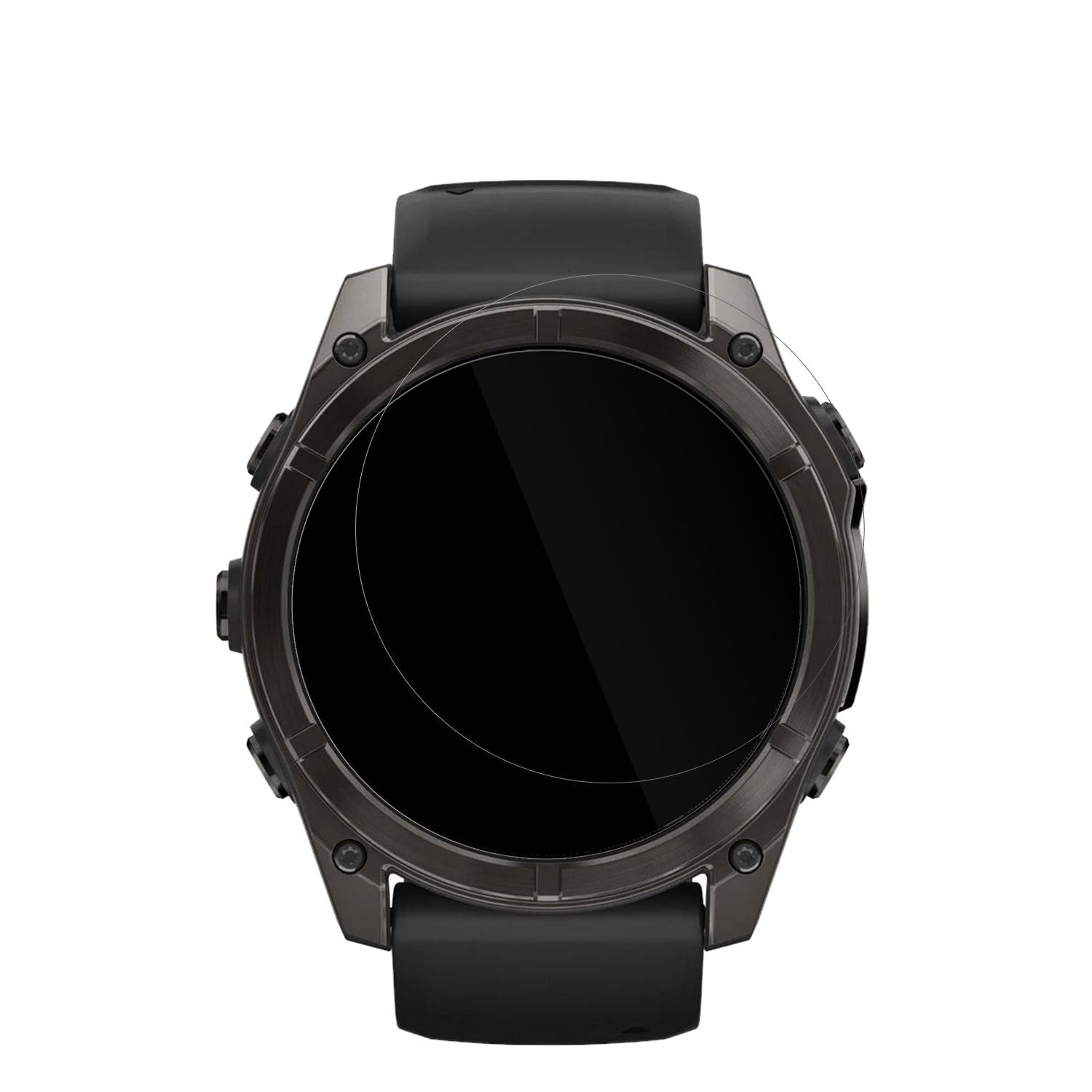 GarminFenix 8 43mm mit aufgebrachter dipos Displayschutzfolie, glasklare Darstellung ohne Einschränkungen