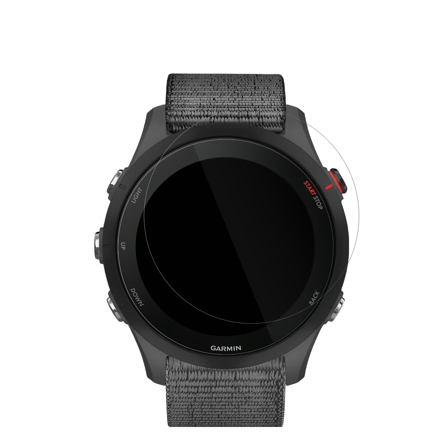 GarminForerunner 255 mit aufgebrachter dipos Displayschutzfolie, glasklare Darstellung ohne Einschränkungen
