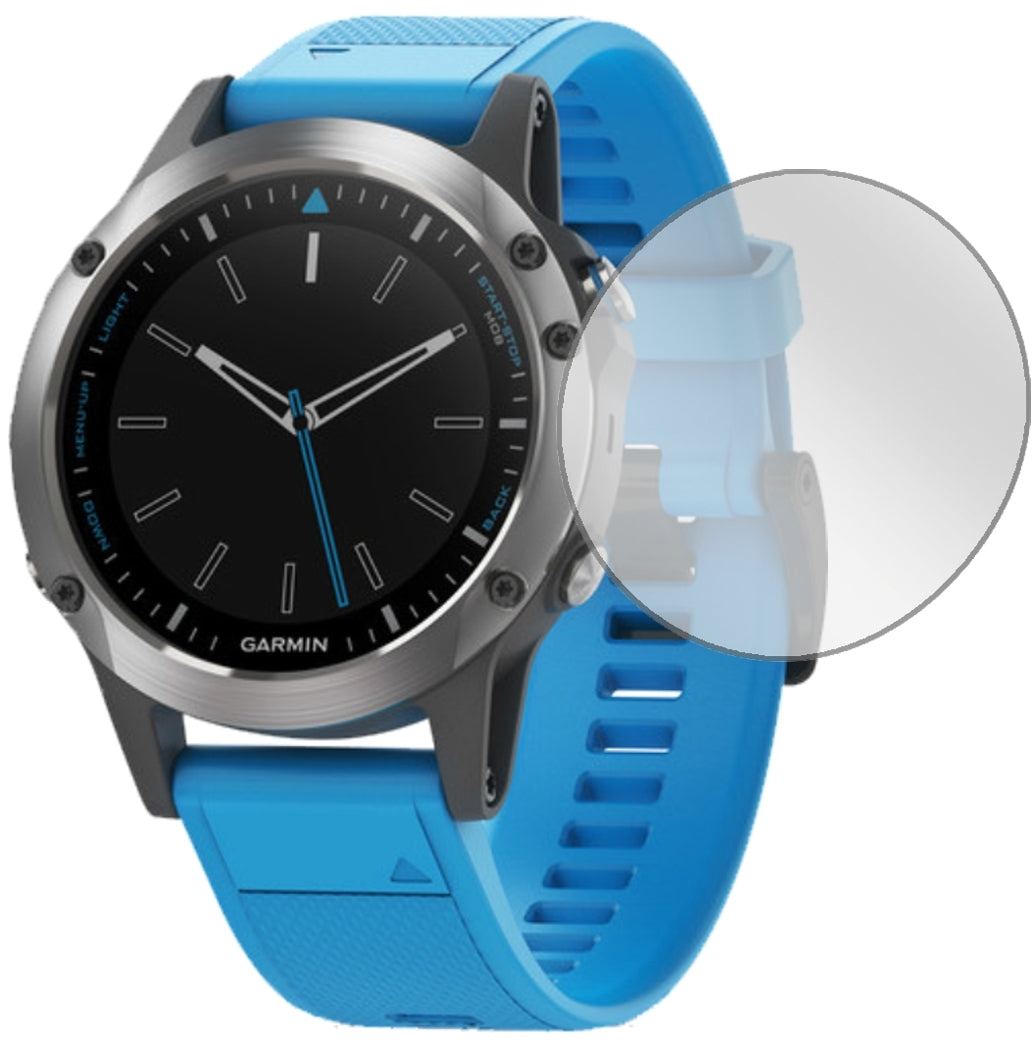 Garminquatix 5 mit aufgebrachter dipos Displayschutzfolie, glasklare Darstellung ohne Einschränkungen