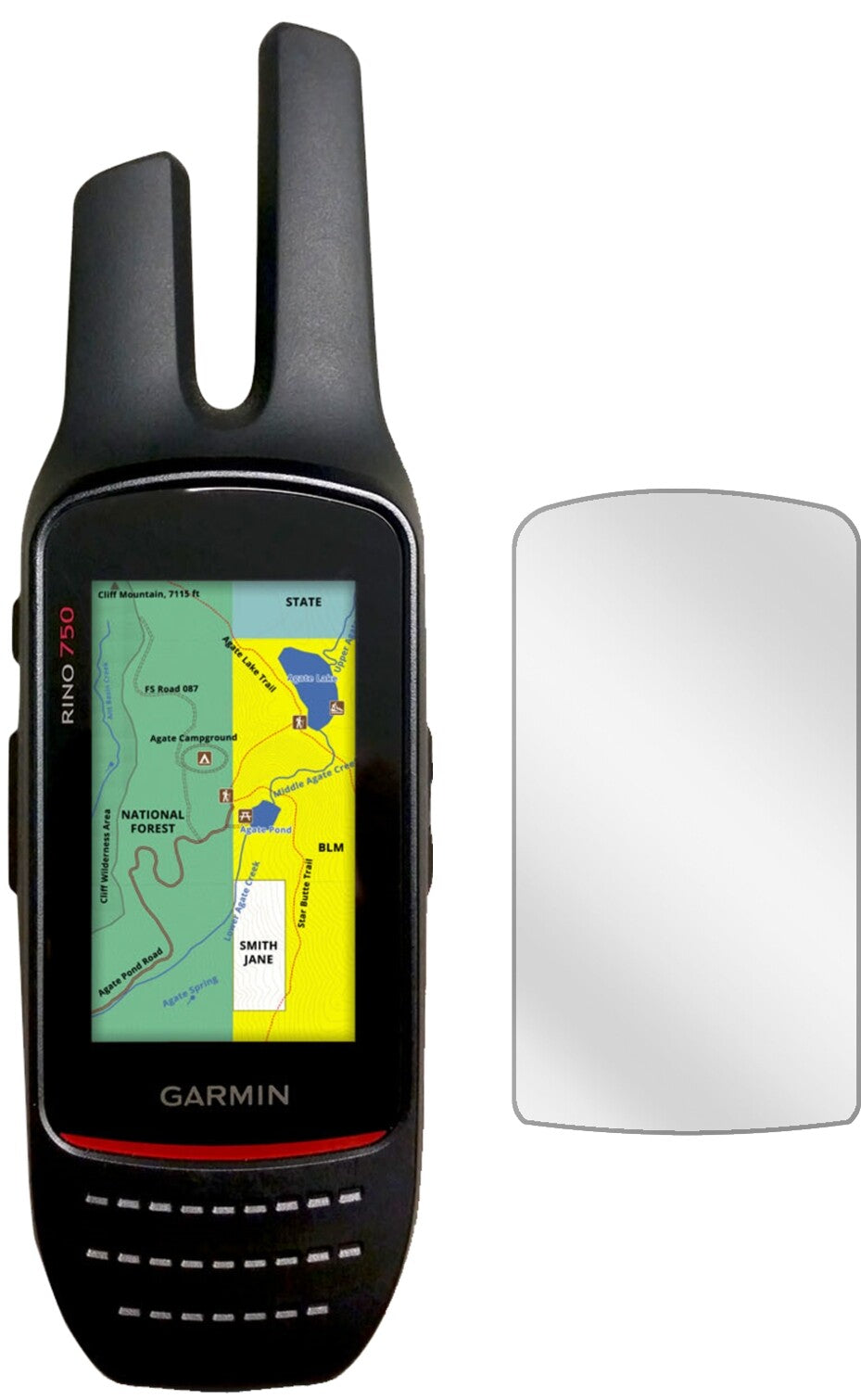 GarminRino 755t mit aufgebrachter dipos Displayschutzfolie, glasklare Darstellung ohne Einschränkungen