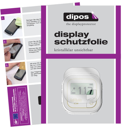 GolfbuddyVoice VS4 mit aufgebrachter dipos Displayschutzfolie, glasklare Darstellung ohne Einschränkungen