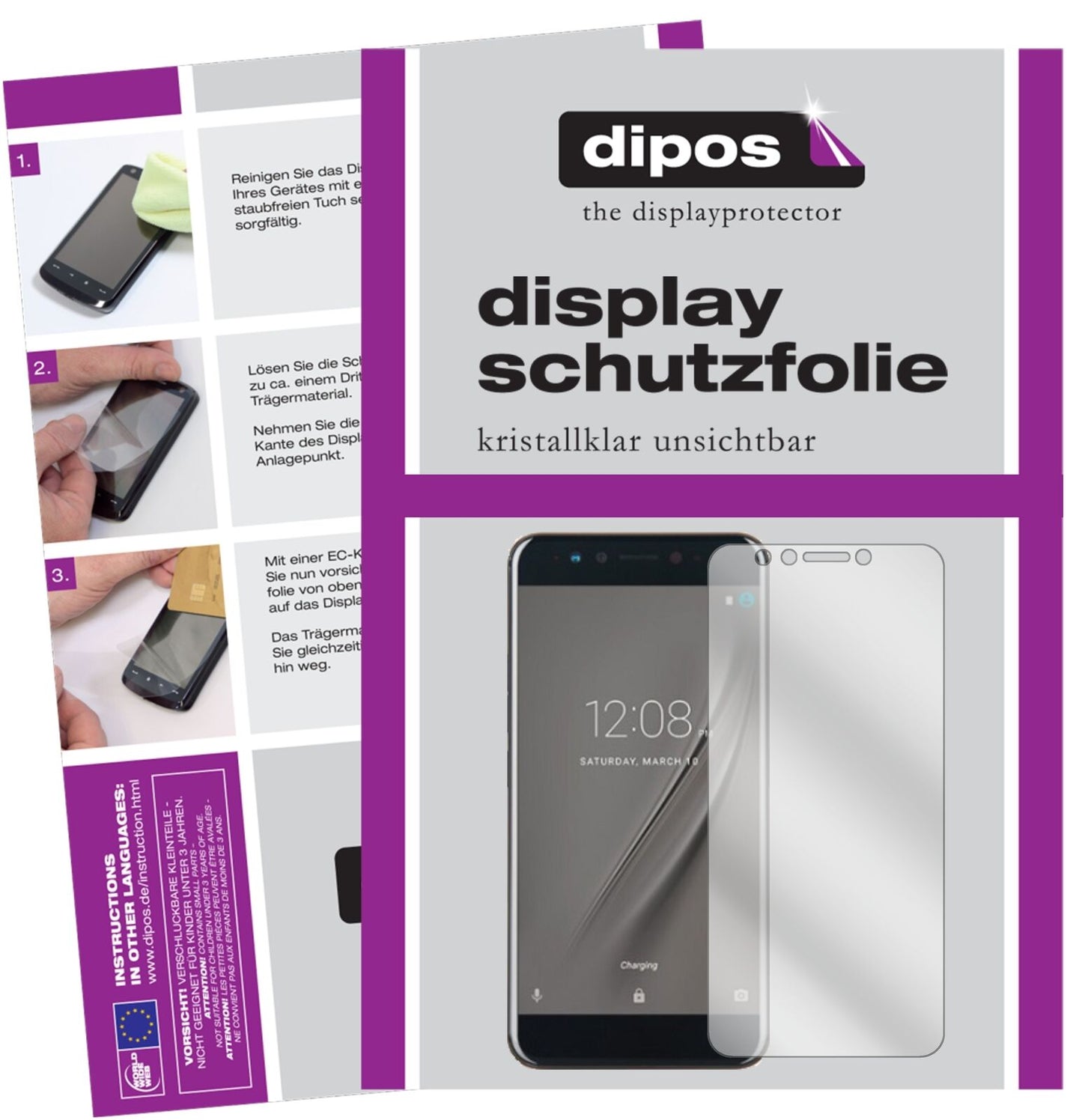 GomeK1 mit aufgebrachter dipos Displayschutzfolie, glasklare Darstellung ohne Einschränkungen