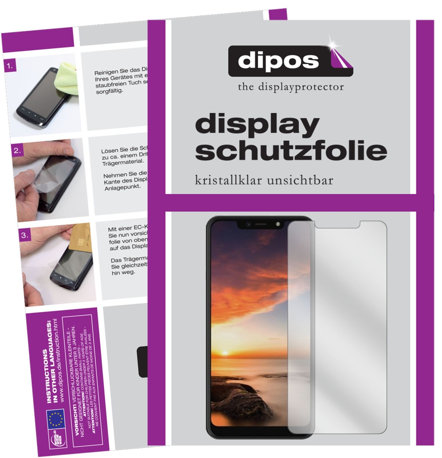 HisenseH18 mit aufgebrachter dipos Displayschutzfolie, glasklare Darstellung ohne Einschränkungen