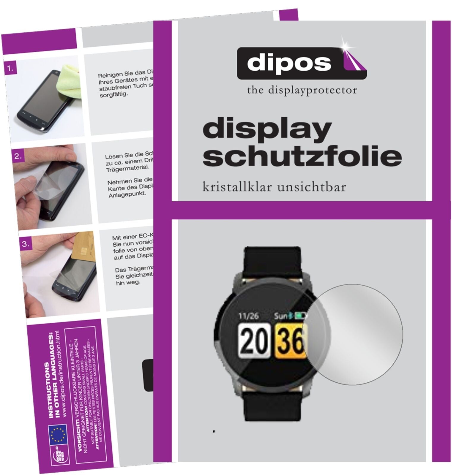 HizekQ8 mit aufgebrachter dipos Displayschutzfolie, glasklare Darstellung ohne Einschränkungen