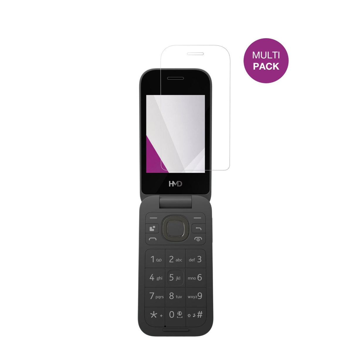 HMD2660 Flip 4G mit aufgebrachter dipos Displayschutzfolie, glasklare Darstellung ohne Einschränkungen