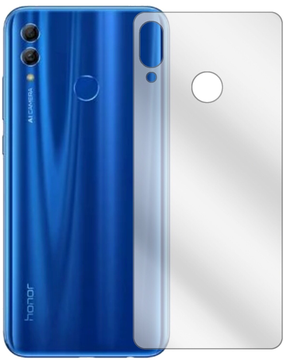 Honor10 Lite Rückseite mit aufgebrachter dipos Displayschutzfolie, glasklare Darstellung ohne Einschränkungen