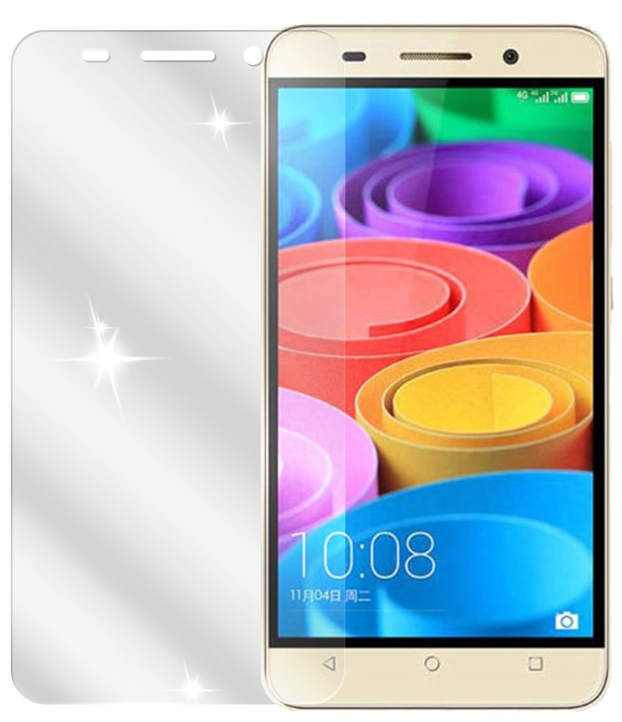 Honor 4XHuawei mit aufgebrachter dipos Displayschutzfolie, glasklare Darstellung ohne Einschränkungen