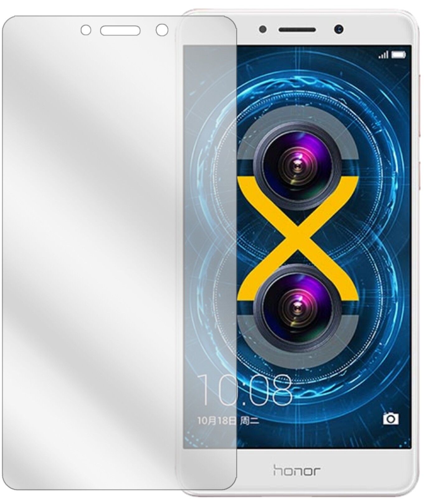 Honor6X mit aufgebrachter dipos Displayschutzfolie, glasklare Darstellung ohne Einschränkungen
