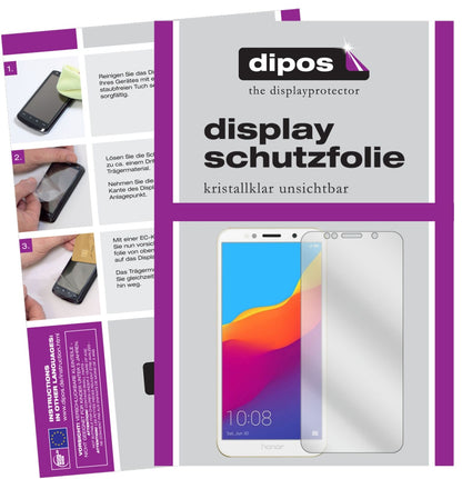 Honor7A mit aufgebrachter dipos Displayschutzfolie, glasklare Darstellung ohne Einschränkungen