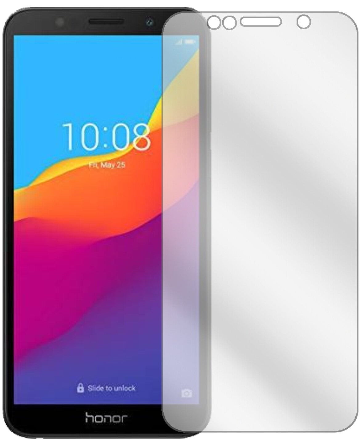 Honor7S 51092MPY mit aufgebrachter dipos Displayschutzfolie, glasklare Darstellung ohne Einschränkungen