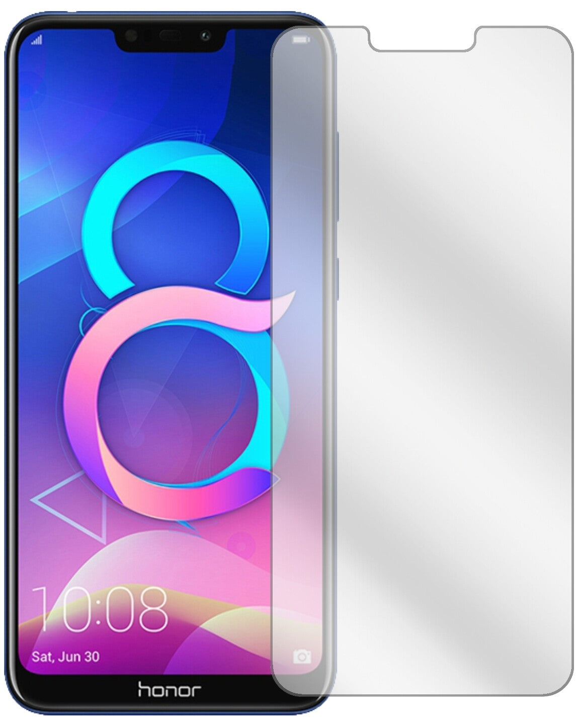 Honor8C mit aufgebrachter dipos Displayschutzfolie, glasklare Darstellung ohne Einschränkungen