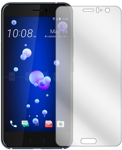 HTCU11 mit aufgebrachter dipos Displayschutzfolie, glasklare Darstellung ohne Einschränkungen