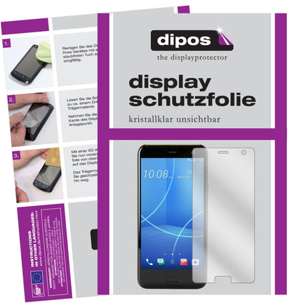 HTCU11 Life mit aufgebrachter dipos Displayschutzfolie, glasklare Darstellung ohne Einschränkungen