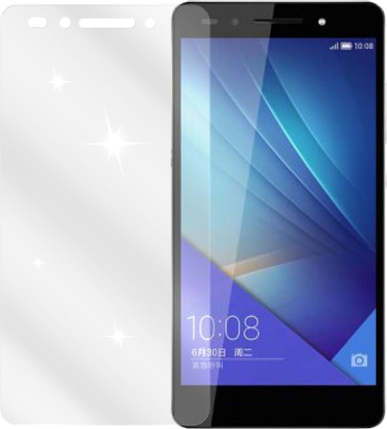 HuaweiHonor 8 mit aufgebrachter dipos Displayschutzfolie, glasklare Darstellung ohne Einschränkungen