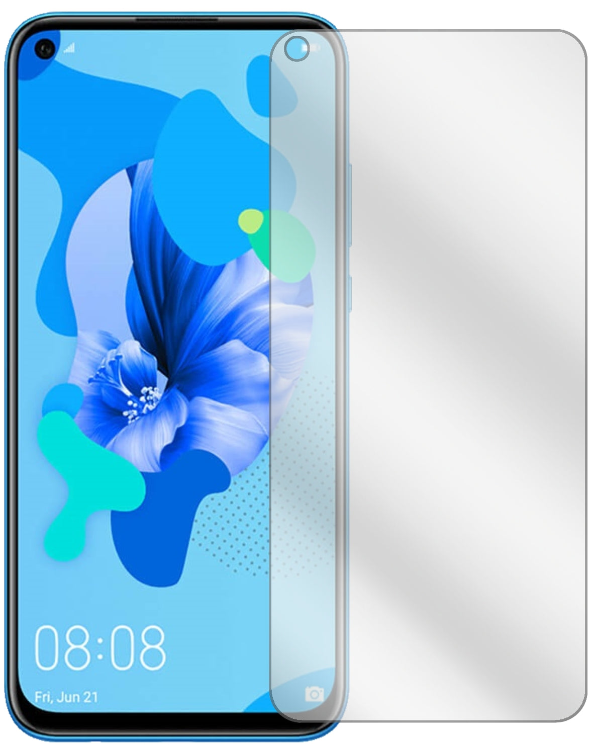 Huaweinova 5i mit aufgebrachter dipos Displayschutzfolie, glasklare Darstellung ohne Einschränkungen
