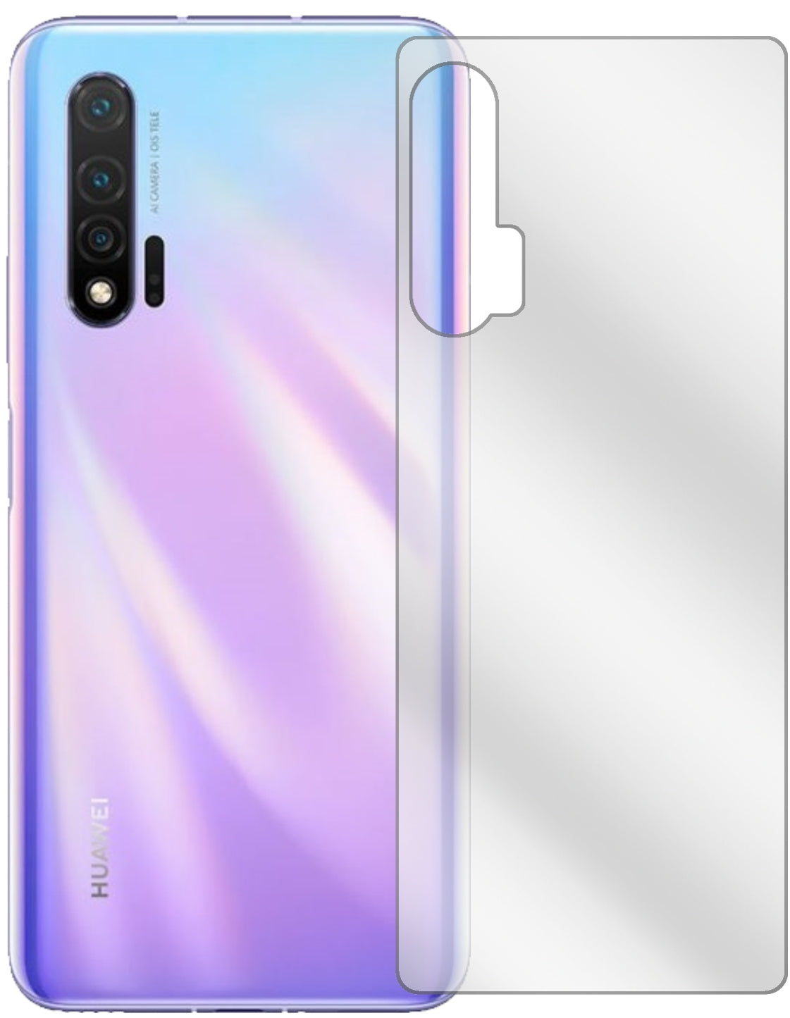 Huaweinova 6 Rückseite mit aufgebrachter dipos Displayschutzfolie, glasklare Darstellung ohne Einschränkungen