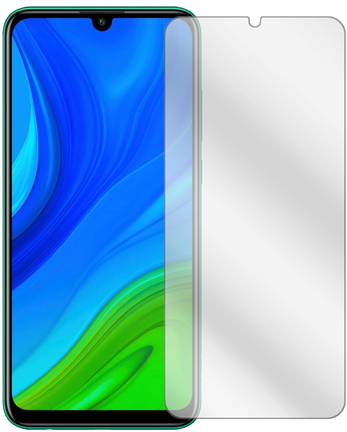 HuaweiP Smart (2020) mit aufgebrachter dipos Displayschutzfolie, glasklare Darstellung ohne Einschränkungen