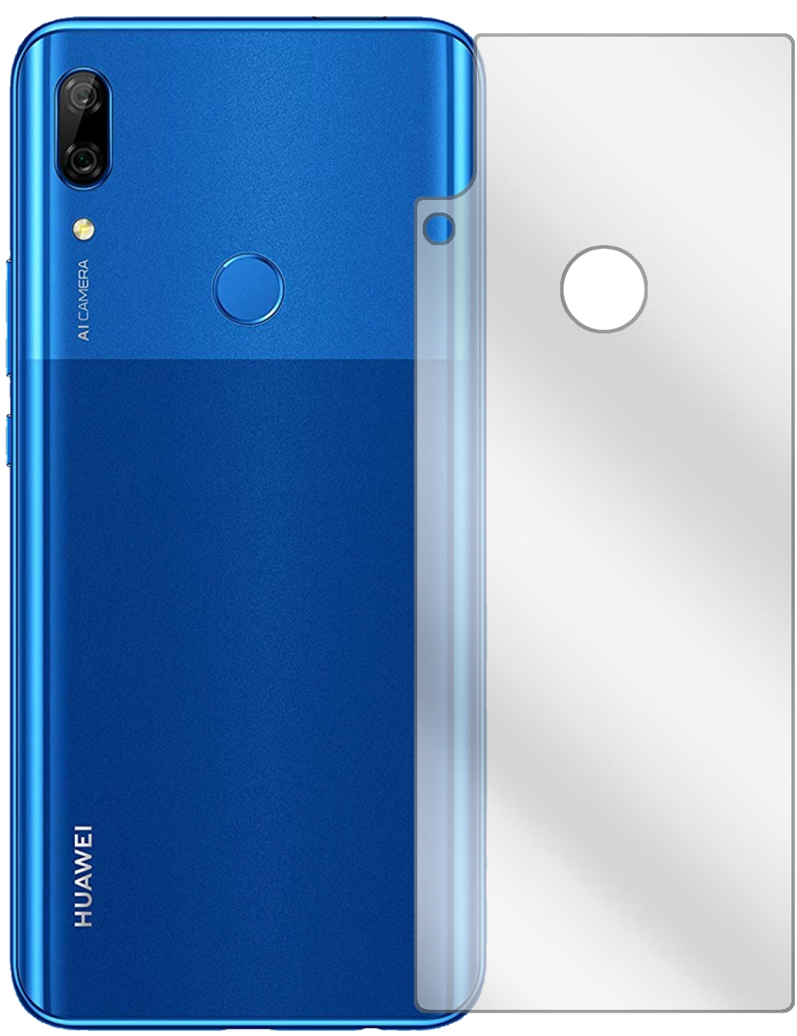 HuaweiP Smart Pro (2020) Rückseite mit aufgebrachter dipos Displayschutzfolie, glasklare Darstellung ohne Einschränkungen