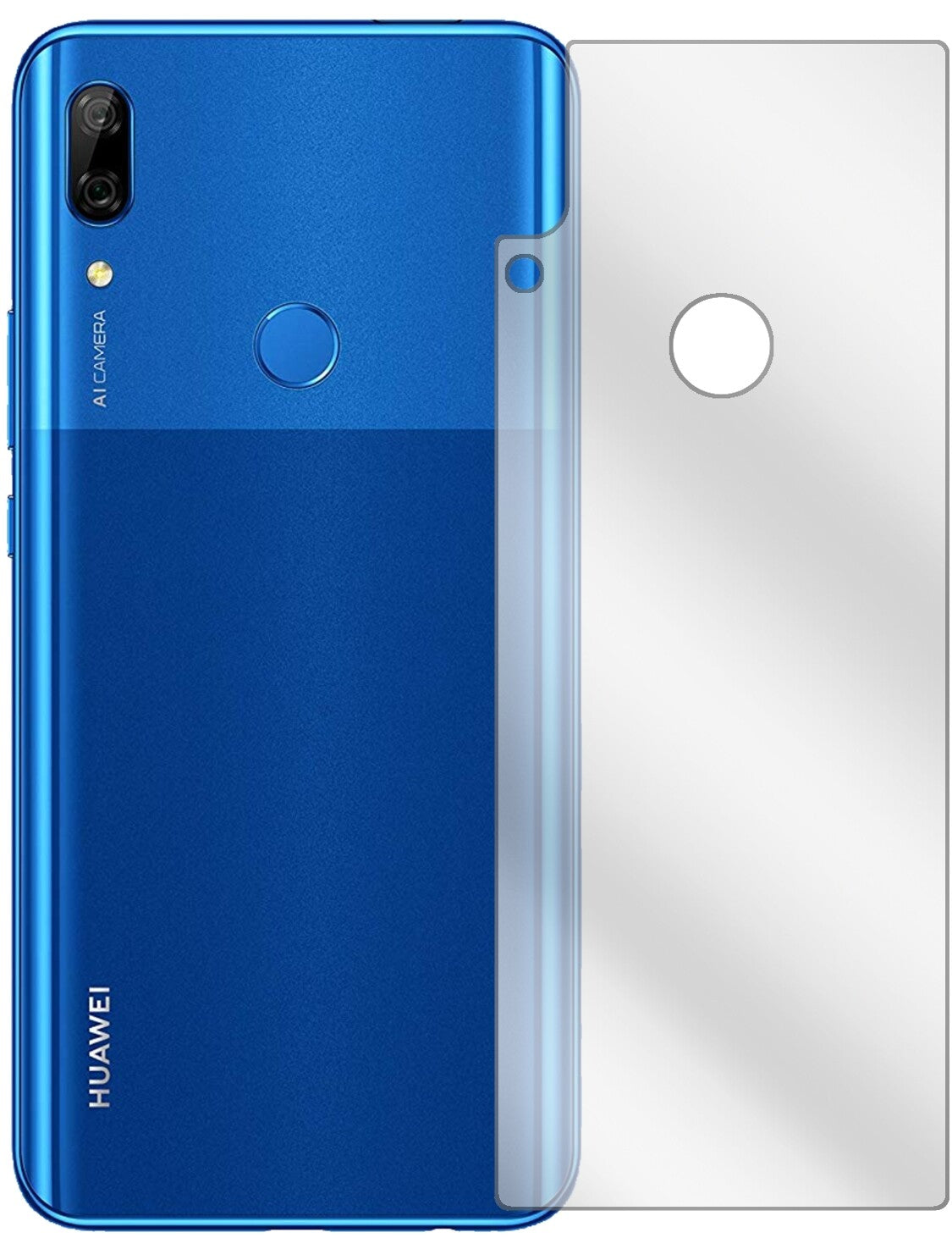 HuaweiP Smart Z (2019) Rückseite mit aufgebrachter dipos Displayschutzfolie, glasklare Darstellung ohne Einschränkungen