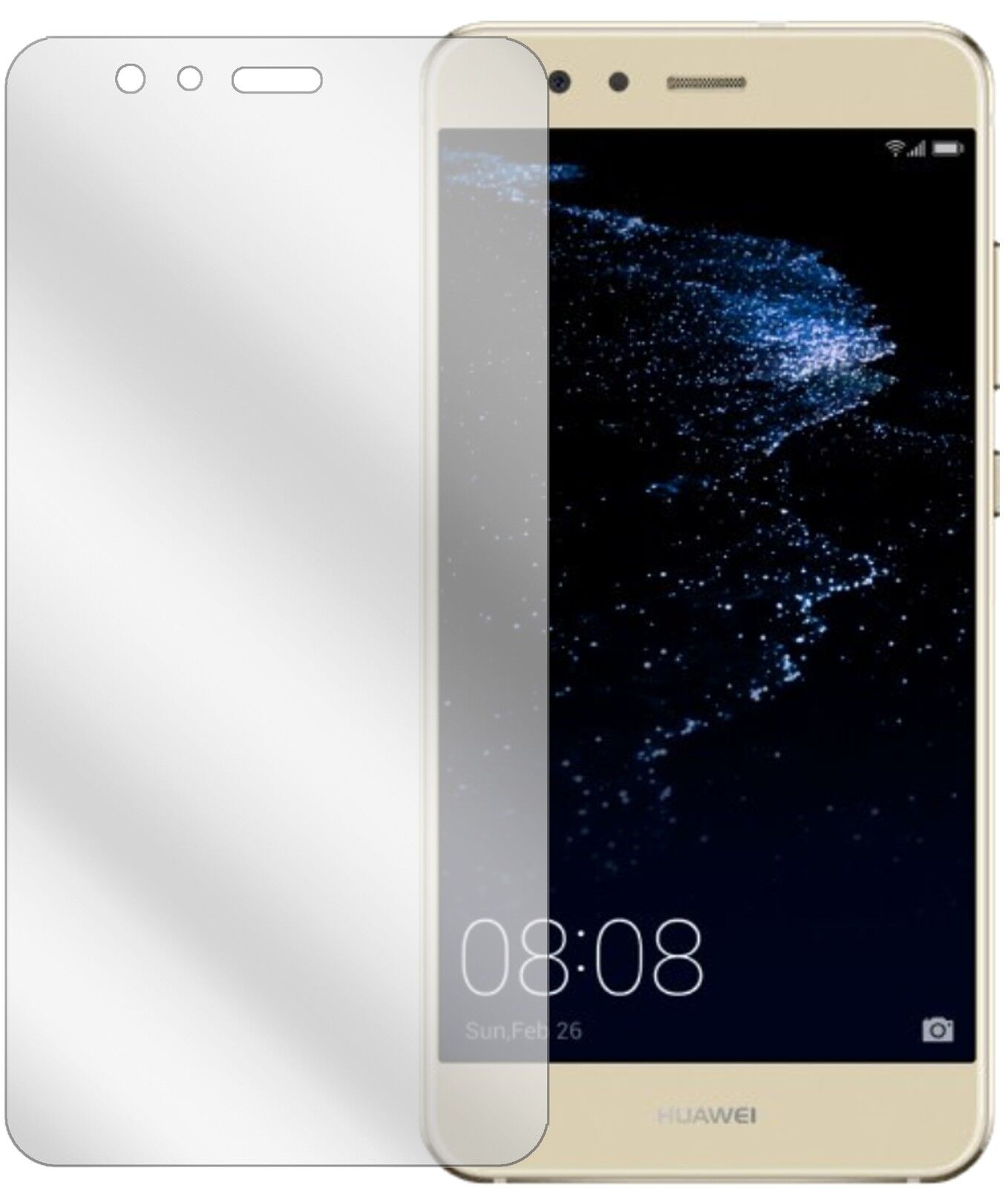 HuaweiP10 Lite mit aufgebrachter dipos Displayschutzfolie, glasklare Darstellung ohne Einschränkungen
