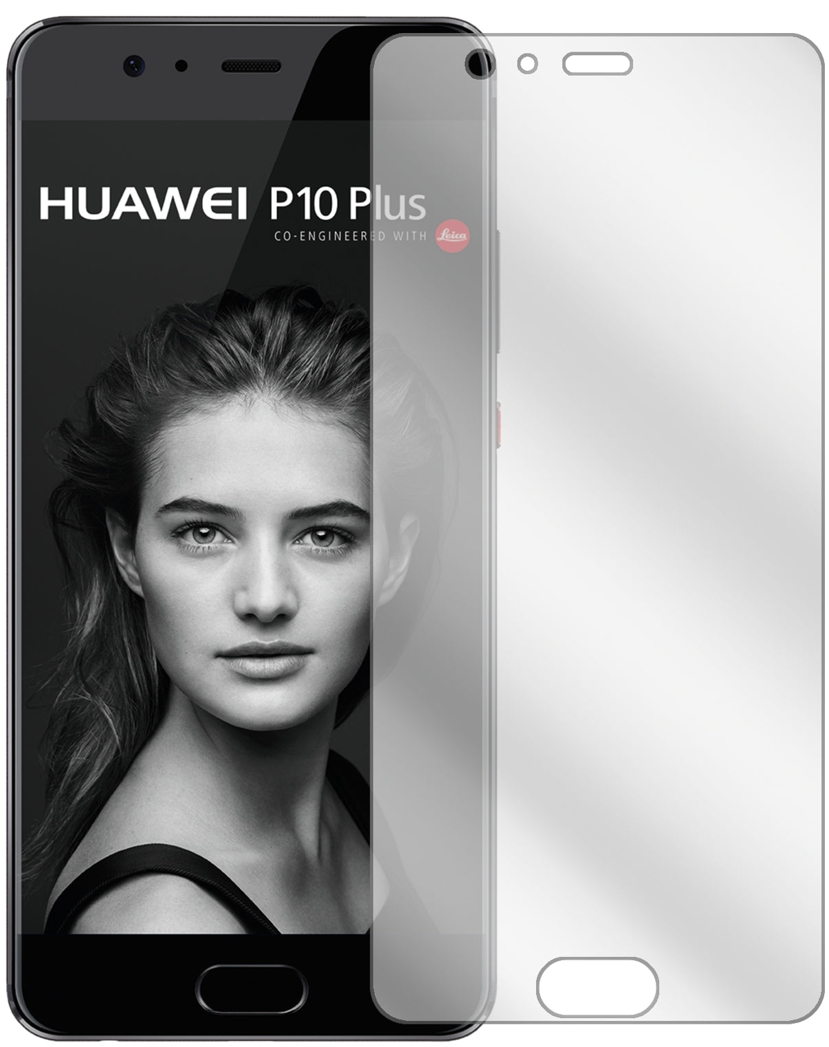 HuaweiP10 Plus mit aufgebrachter dipos Displayschutzfolie, glasklare Darstellung ohne Einschränkungen