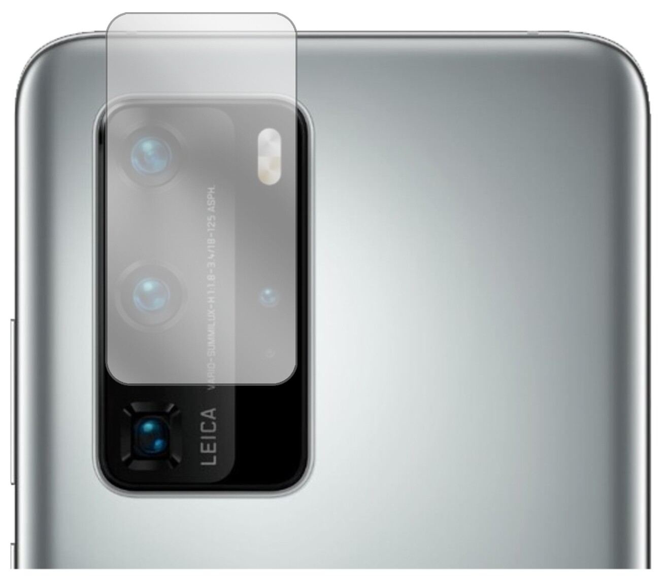 HuaweiP40 Pro Plus Kameralinse mit aufgebrachter dipos Displayschutzfolie, glasklare Darstellung ohne Einschränkungen