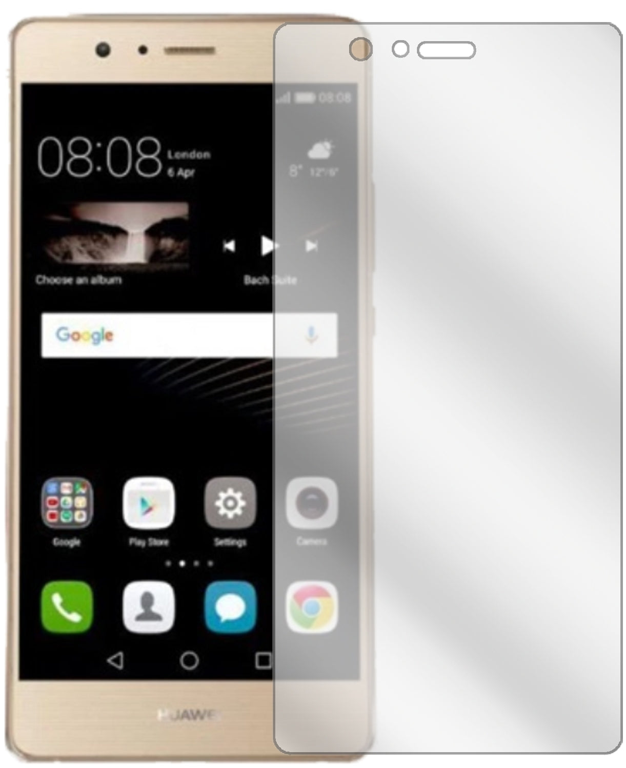 HuaweiP9 Lite 2017 mit aufgebrachter dipos Displayschutzfolie, glasklare Darstellung ohne Einschränkungen