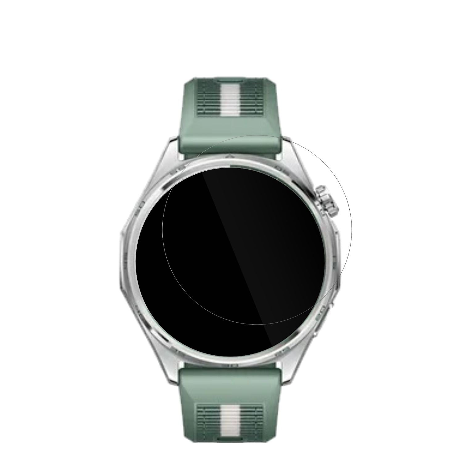 HuaweiWatch GT6 46mm mit aufgebrachter dipos Displayschutzfolie, glasklare Darstellung ohne Einschränkungen