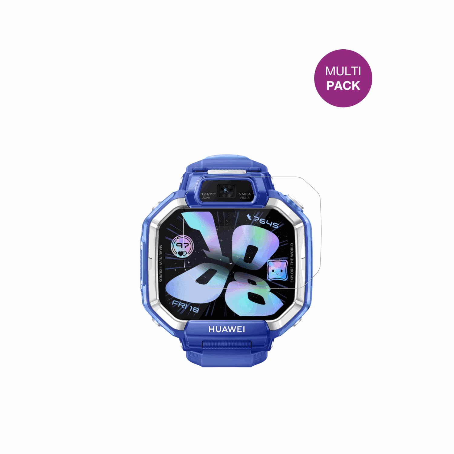 HuaweiWatch Kids X1 mit aufgebrachter dipos Displayschutzfolie, glasklare Darstellung ohne Einschränkungen