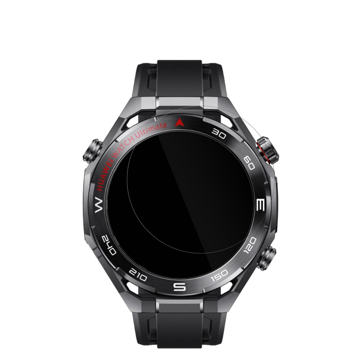 HuaweiWatch Ultimate 2 Black mit aufgebrachter dipos Displayschutzfolie, glasklare Darstellung ohne Einschränkungen