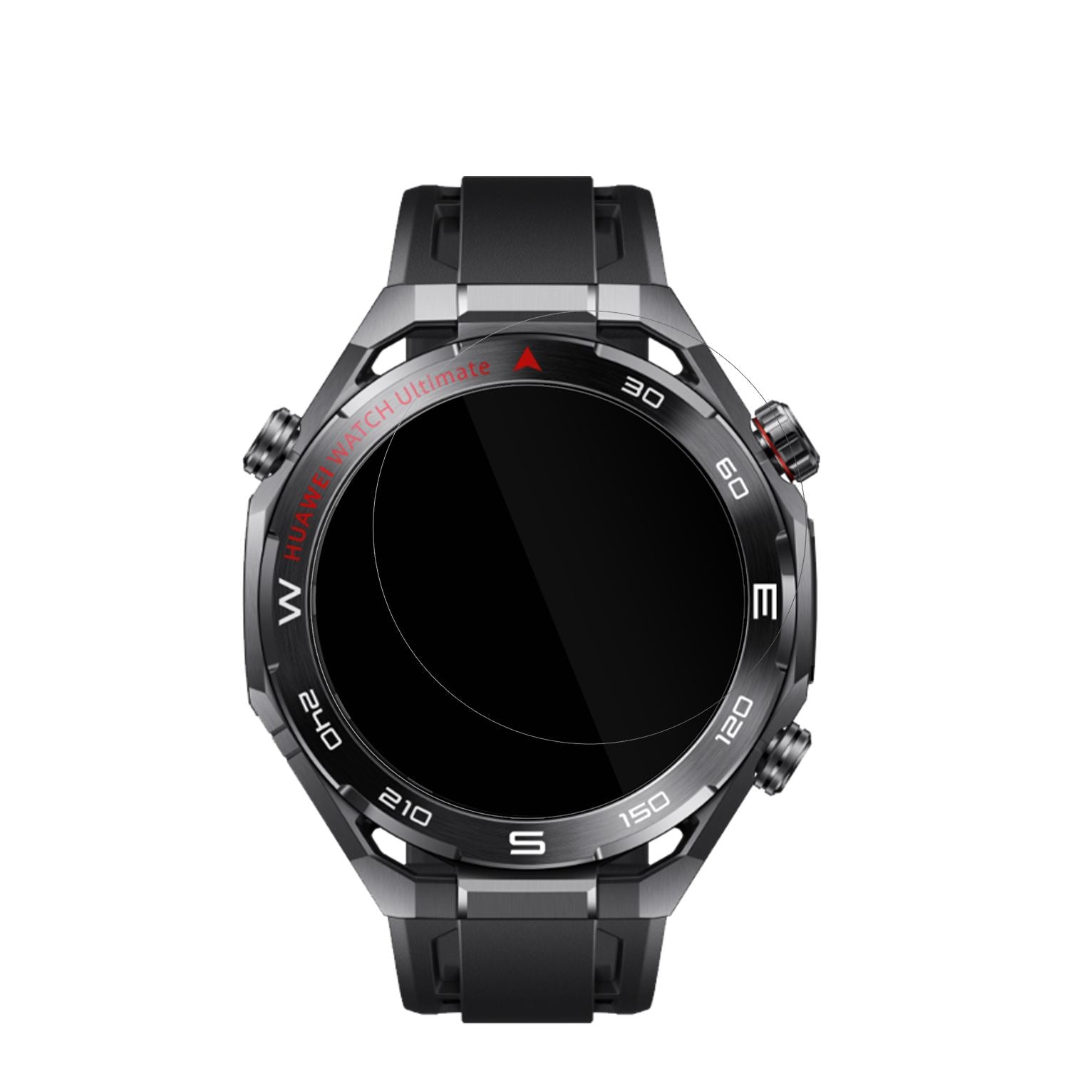 HuaweiWatch Ultimate 2 Black mit aufgebrachter dipos Displayschutzfolie, glasklare Darstellung ohne Einschränkungen