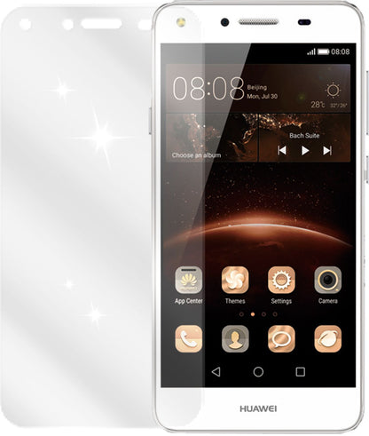 HuaweiY5 II mit aufgebrachter dipos Displayschutzfolie, glasklare Darstellung ohne Einschränkungen