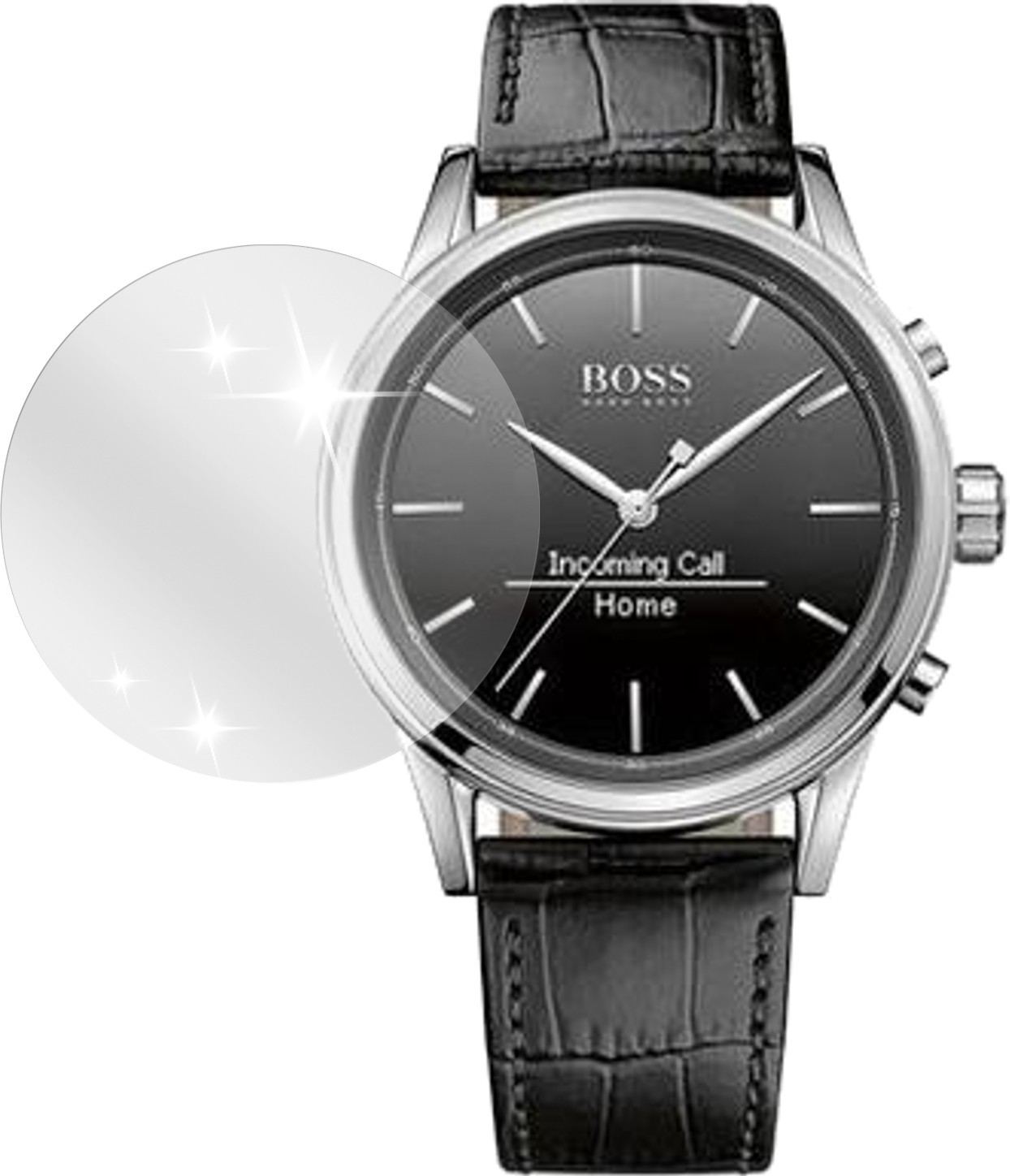 HugoBoss Classic Smartwatch mit aufgebrachter dipos Displayschutzfolie, glasklare Darstellung ohne Einschränkungen