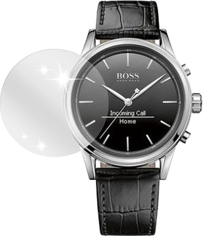 HugoBoss Classic Smartwatch mit aufgebrachter dipos Displayschutzfolie, glasklare Darstellung ohne Einschränkungen